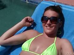 Good Looking Brittany Price Rests Poolside 1